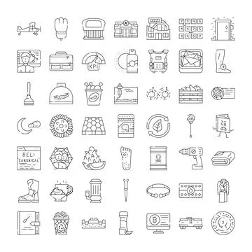 Flat linear icons representing web and ui symbols Stock Illustration