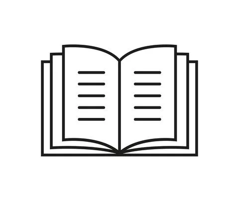 Flat linear simple book icon. Pictogram for reading, studying concept Stock Illustration