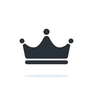 Flat linear vector image on a white background, crown icon with a shadow unde 스톡 일러스트
