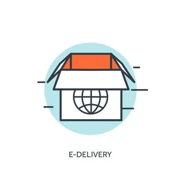 Flat lined box. Web delivery. Illustrazione stock