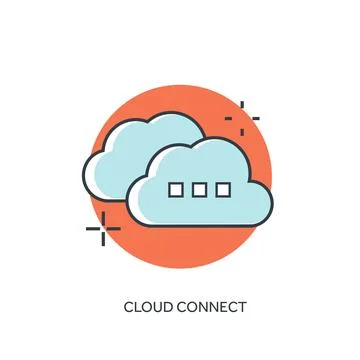 Flat lined cloud computing icon. Data storage. Stockillustratie