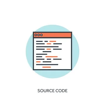 Flat lined document with code. Coding, programming. Stock Illustration