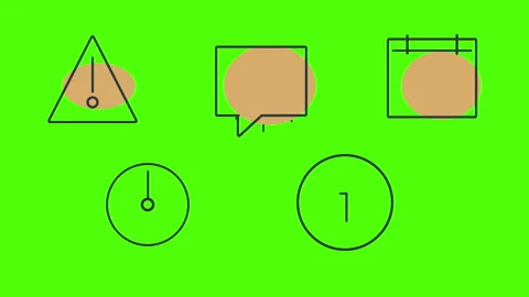 Flat lines animated spotlight icons elements on green screen chroma key Stock Footage 131443646