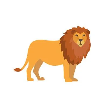 Flat lion isolated on white background Stock Illustration