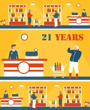 Flat liquor store Stock Illustration