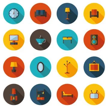 Flat living icons Stock Illustration