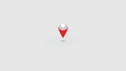 Flat location map pin with bouncing motion and radiating radar rings on Vídeos de archivo 347359442