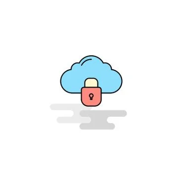Flat Locked cloud  Icon. Vector Stock Illustration