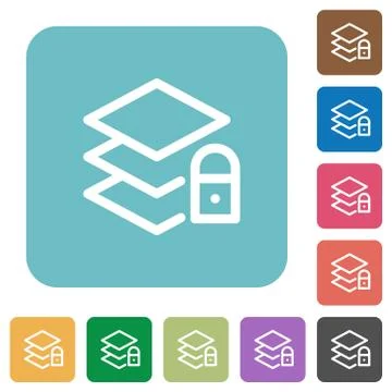 Flat locked layers icons 스톡 일러스트
