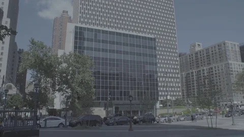 Flat LOG color profile ProRes HQ Daytime DX Establishing shot CV Jacob Javits Stock Footage 83550486