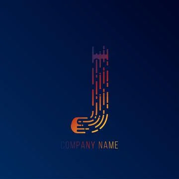 Flat logo initial letter J . Gradient J Logo for your design . Stock Illustration