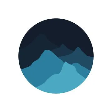 Flat logo of the mountains in the nighttime Stock Illustration
