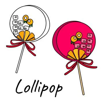 Flat lollipop simple vector doodle Stock Illustration