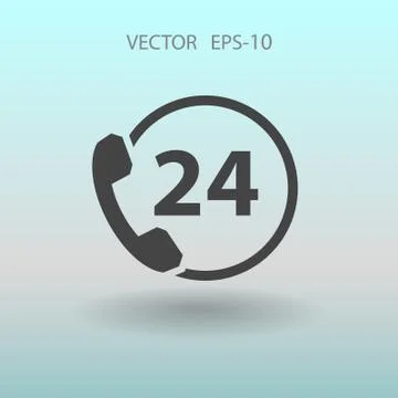 Flat long shadow 24h support icon, vector illustration Stock Illustration