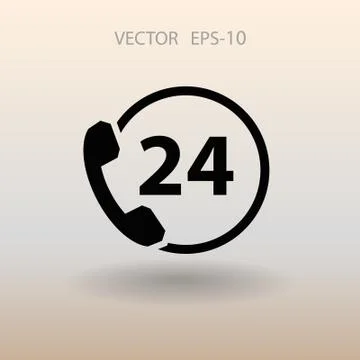 Flat long shadow 24h support icon, vector illustration Stock Illustration