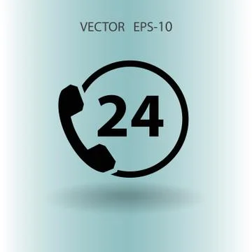 Flat long shadow 24h support icon, vector illustration Stock Illustration