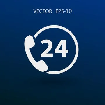 Flat long shadow 24h support icon, vector illustration Stock Illustration