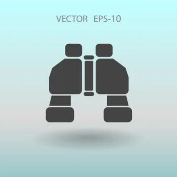 Flat long shadow Binoculars icon, vector illustration Stock Illustration