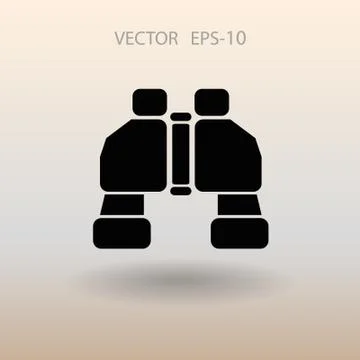 Flat long shadow Binoculars icon, vector illustration Stock Illustration