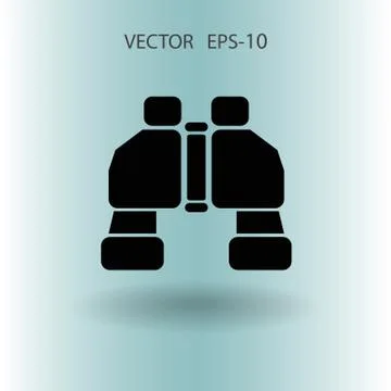 Flat long shadow Binoculars icon, vector illustration 스톡 일러스트