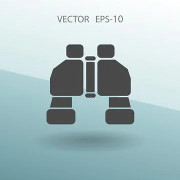 Flat long shadow Binoculars icon, vector illustration Stock Illustration