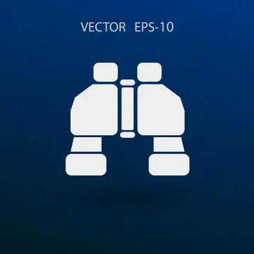 Flat long shadow Binoculars icon, vector illustration Stock Illustration
