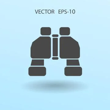 Flat long shadow Binoculars icon, vector illustration Stock Illustration