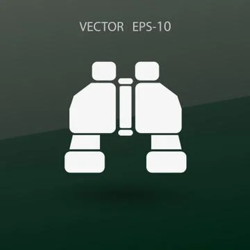 Flat long shadow Binoculars icon, vector illustration Stock Illustration