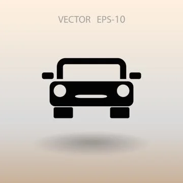 Flat long shadow Car icon, vector illustration Stock Illustration