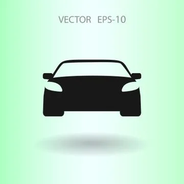Flat long shadow Car icon, vector illustration Stock Illustration