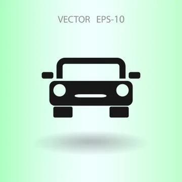Flat long shadow Car icon, vector illustration Stock Illustration