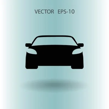 Flat long shadow Car icon, vector illustration Stock Illustration