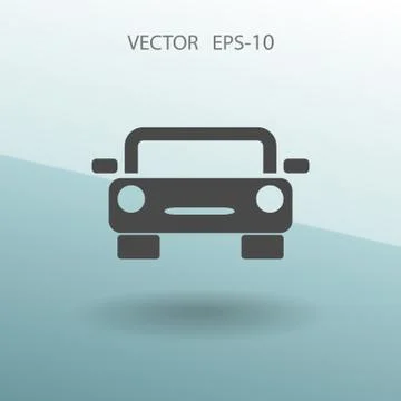 Flat long shadow Car icon, vector illustration Stock Illustration