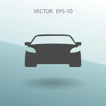 Flat long shadow Car icon, vector illustration Stock Illustration
