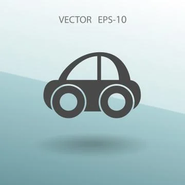 Flat long shadow Car icon, vector illustration Stock Illustration