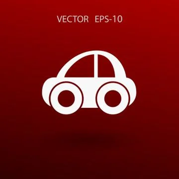 Flat long shadow Car icon, vector illustration Stock Illustration