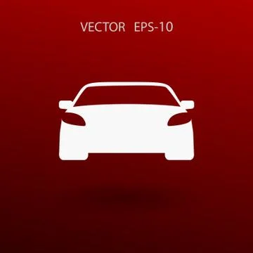 Flat long shadow Car icon, vector illustration Stock Illustration