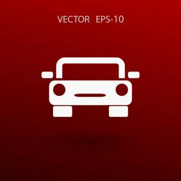Flat long shadow Car icon, vector illustration Stock Illustration