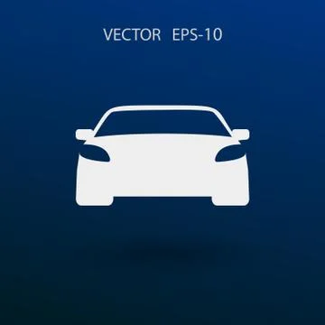 Flat long shadow Car icon, vector illustration Stock Illustration