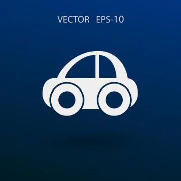 Flat long shadow Car icon, vector illustration Stock Illustration