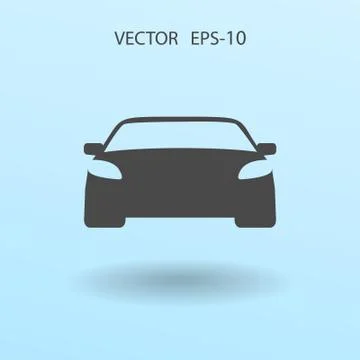 Flat long shadow Car icon, vector illustration Stock Illustration