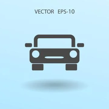 Flat long shadow Car icon, vector illustration Ilustração Stock