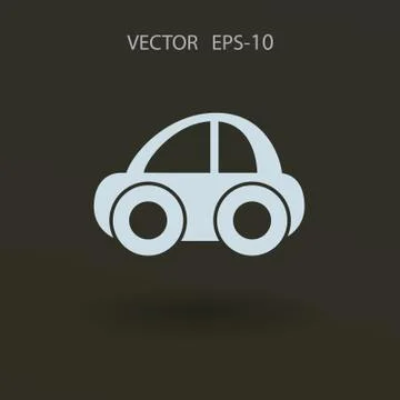 Flat long shadow Car icon, vector illustration Stock Illustration