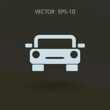 Flat long shadow Car icon, vector illustration Stock Illustration