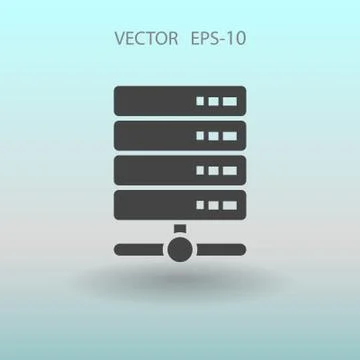 Flat long shadow Computer Server icon, vector illustration Stock Illustration