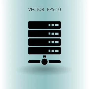 Flat long shadow Computer Server icon, vector illustration Stock Illustration