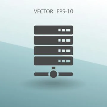 Flat long shadow Computer Server icon, vector illustration Stock Illustration