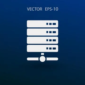 Flat long shadow Computer Server icon, vector illustration Stock Illustration