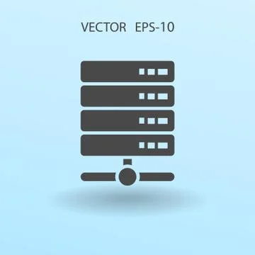 Flat long shadow Computer Server icon, vector illustration Stock Illustration