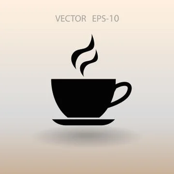 Flat long shadow Cup of hot drink icon, vector illustration Stock Illustration